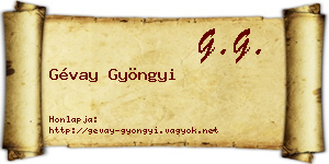 Gévay Gyöngyi névjegykártya